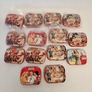 14 x Vtg 1997 Coca-Cola Mint Tin 2" Trinket 50s Theme Memories Collectible